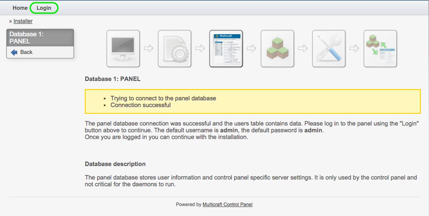 Multicraft Panel Database Connection.